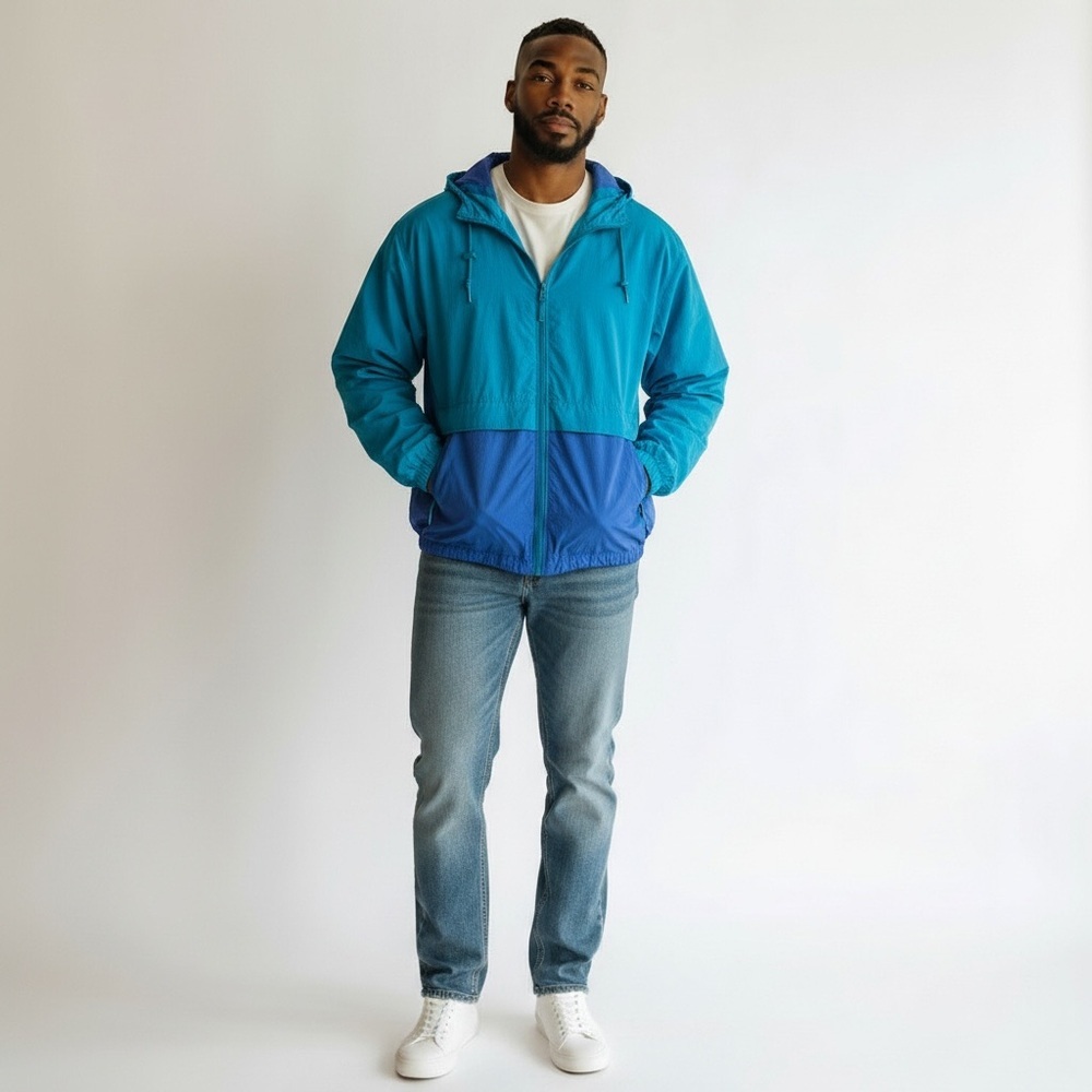 Vintage Cabin Creek Blue Two Tone Windbreaker Jacket Large